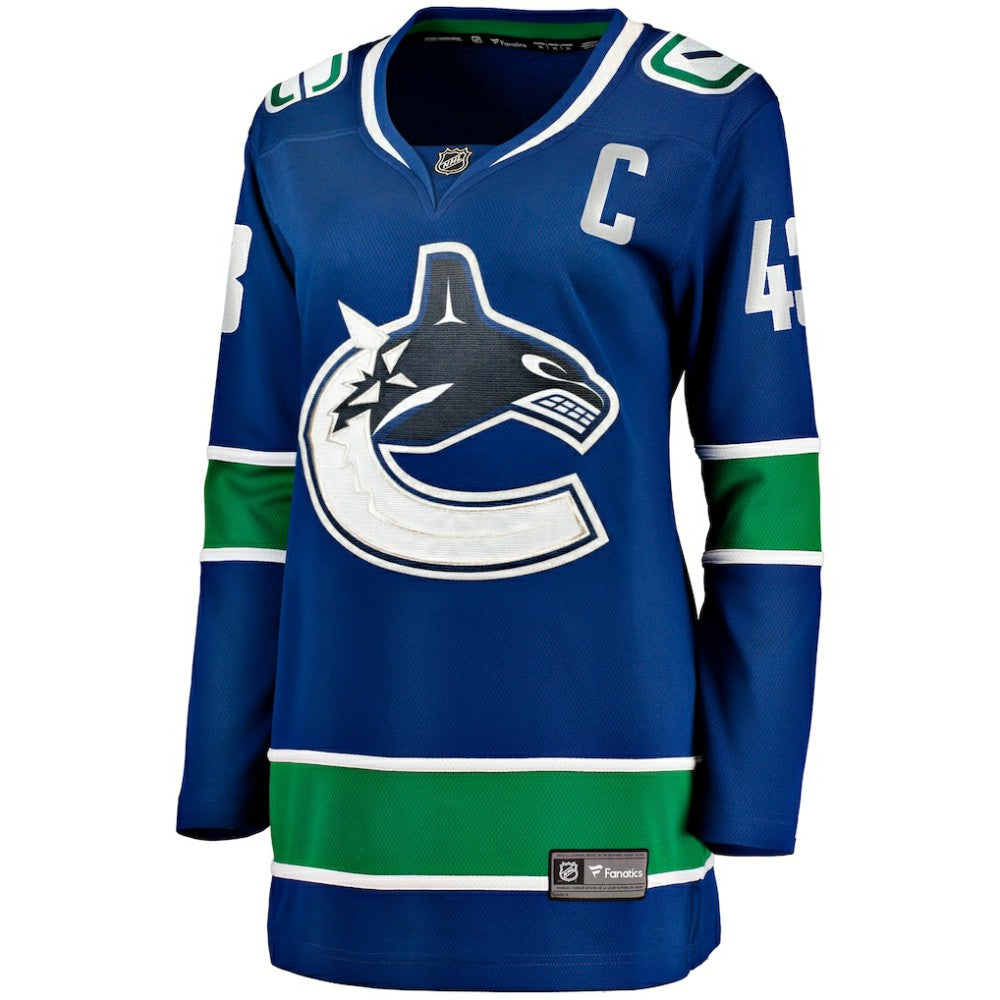 NHL Blue Quinn Hughes Vancouver Canucks Fanatics Women's Home Breakaway Player Jersey