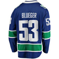 NHL Blue Teddy Blueger Vancouver Canucks Fanatics Home Breakaway Jersey