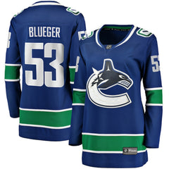 NHL Blue Teddy Blueger Vancouver Canucks Fanatics Women's Home Breakaway Player Jersey