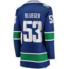 NHL Blue Teddy Blueger Vancouver Canucks Fanatics Women's Home Breakaway Player Jersey