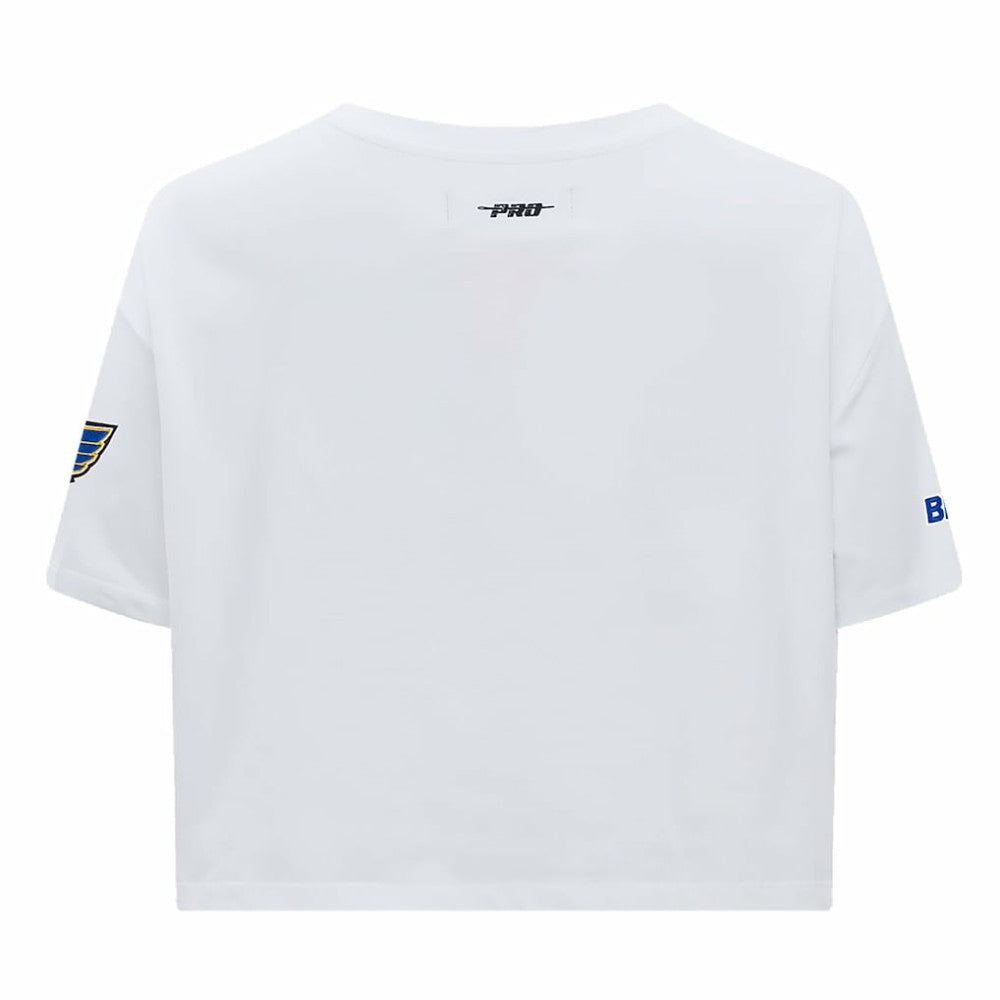 NHL White St. Louis Blues Pro Standard Women's Boxy Script Tail Cropped T-Shirt