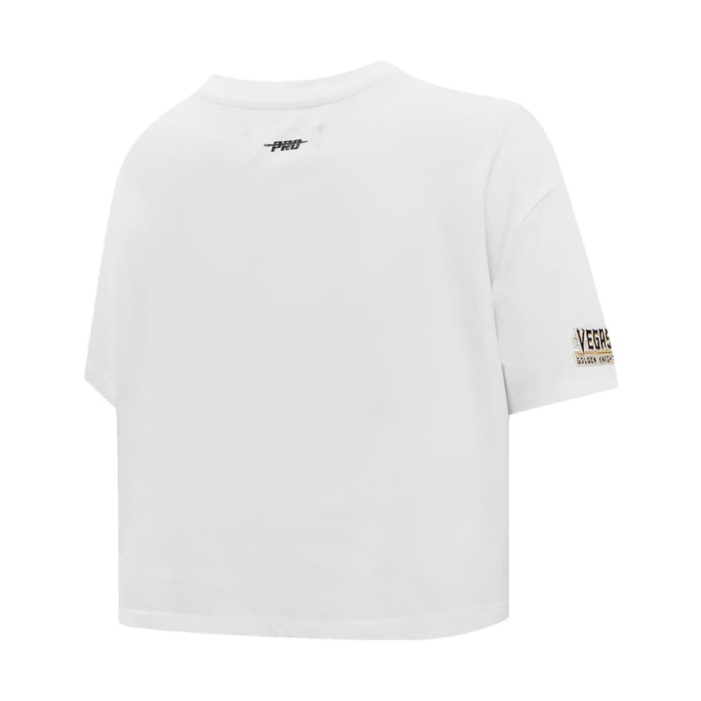 NHL White Vegas Golden Knights Pro Standard Women's Boxy Script Tail Cropped T-Shirt