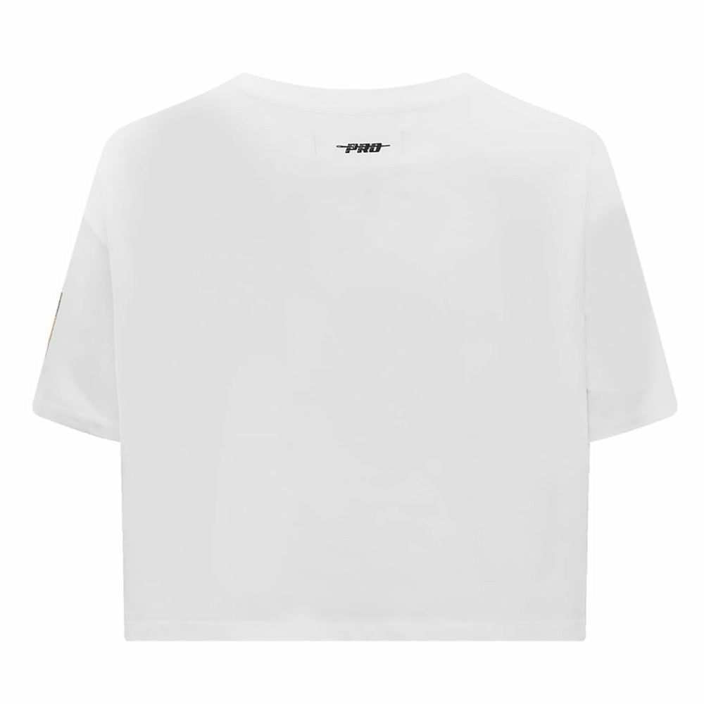 NHL White Vegas Golden Knights Pro Standard Women's Boxy Script Tail Cropped T-Shirt