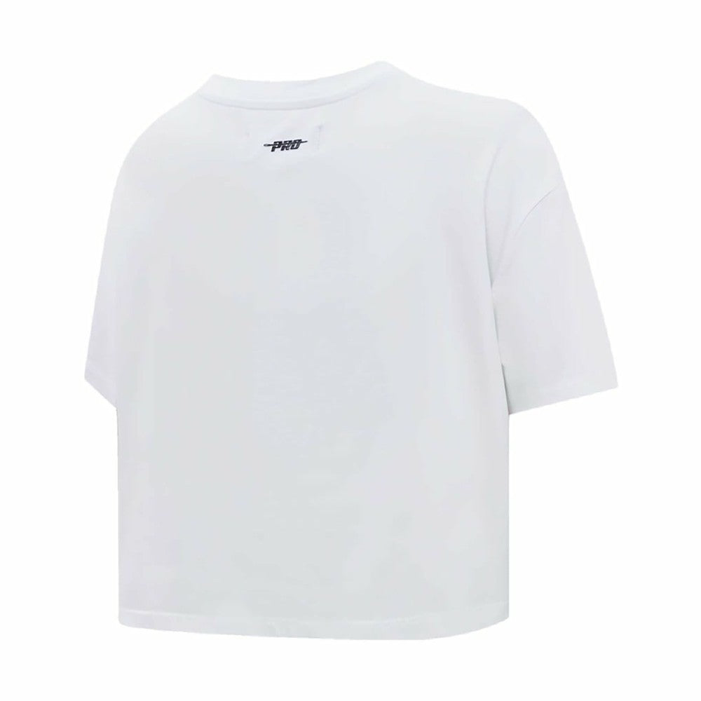 NHL White Pittsburgh Penguins Pro Standard Women's Boxy Script Tail Cropped T-Shirt