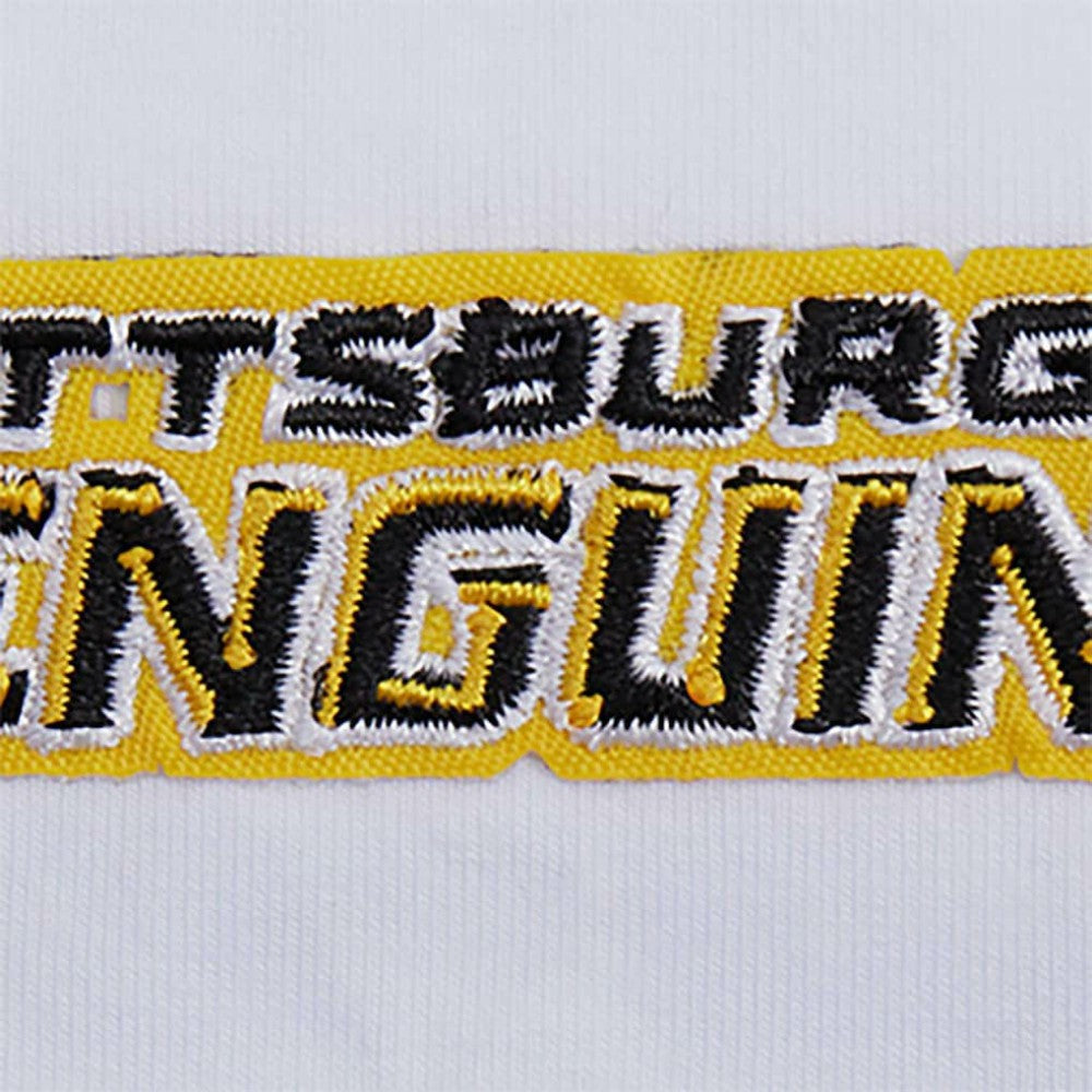 NHL White Pittsburgh Penguins Pro Standard Women's Boxy Script Tail Cropped T-Shirt