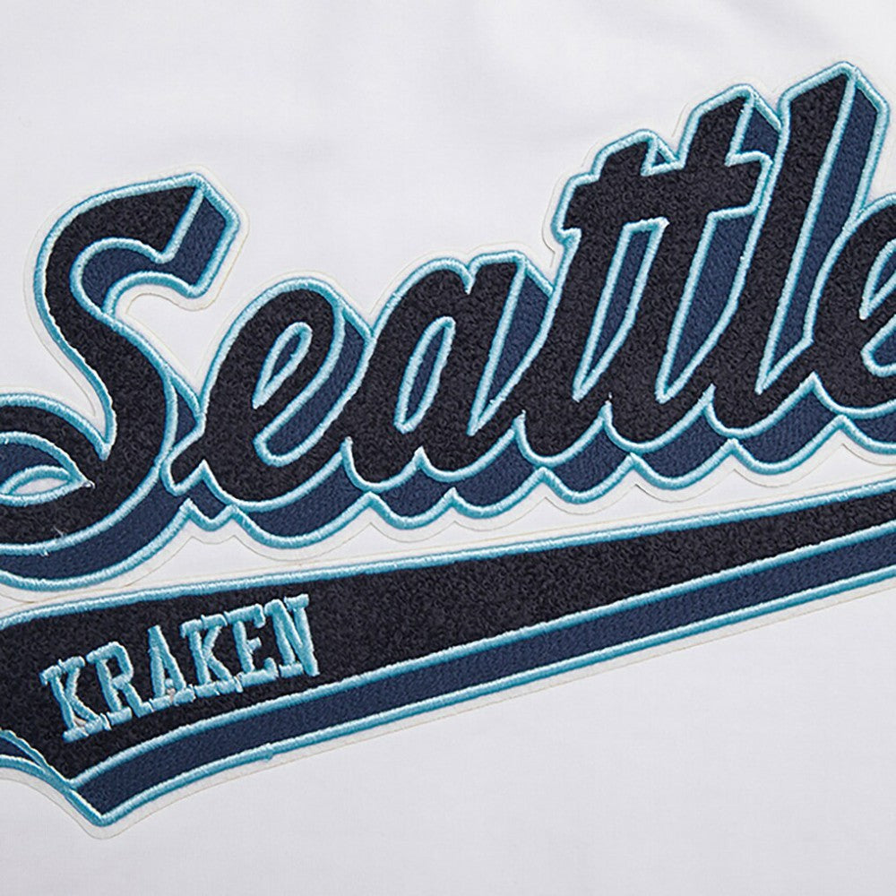 NHL White Seattle Kraken Pro Standard Women's Boxy Script Tail Cropped T-Shirt