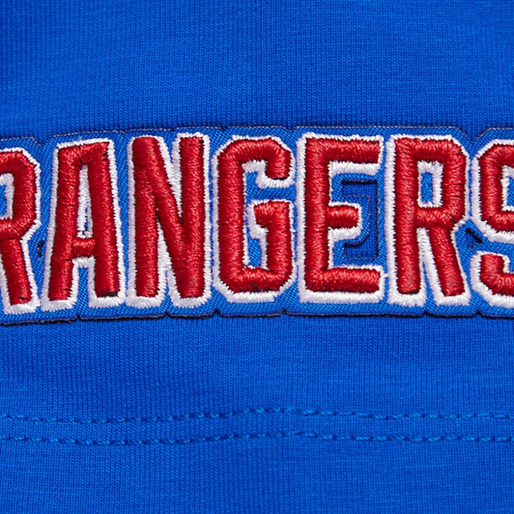NHL Blue New York Rangers Pro Standard Women's Boxy Script Tail Cropped T-Shirt
