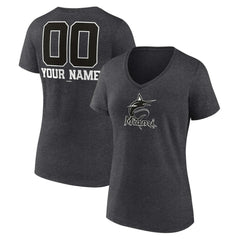 MLB Miami Marlins Women's Personalized Monochrome Name & Number V-Neck T-Shirt