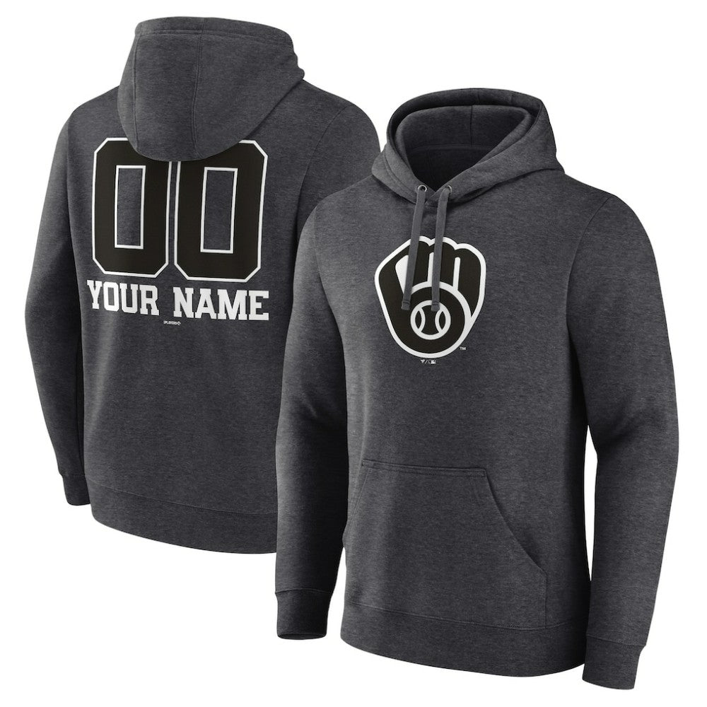 MLB Milwaukee Brewers Personalized Monochrome Name & Number Pullover Hoodie