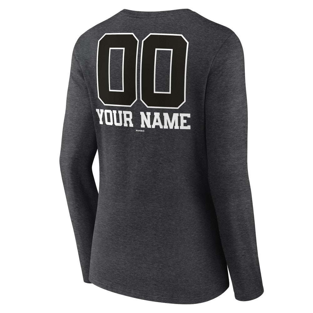 MLB Milwaukee Brewers Women's Personalized Monochrome Name & Number Long Sleeve V-Neck T-Shirt