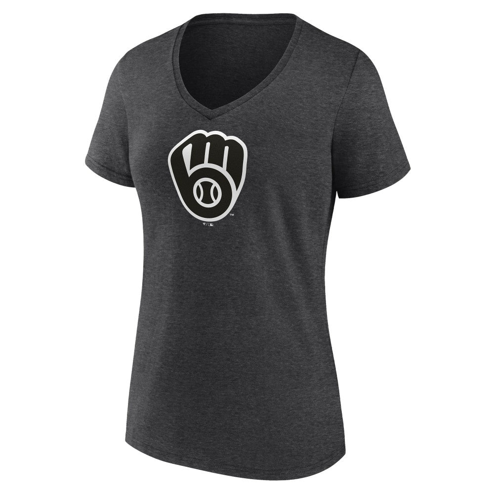 MLB Milwaukee Brewers Women's Personalized Monochrome Name & Number V-Neck T-Shirt