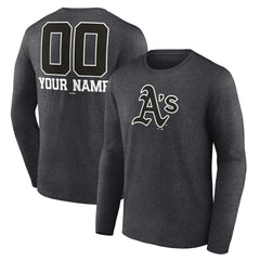 MLB Athletics Personalized Monochrome Name & Number Long Sleeve T-Shirt
