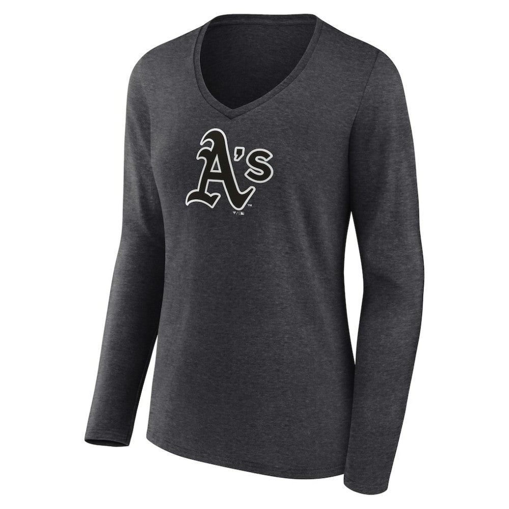 MLB Athletics Women's Personalized Monochrome Name & Number Long Sleeve V-Neck T-Shirt