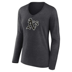MLB Athletics Women's Personalized Monochrome Name & Number Long Sleeve V-Neck T-Shirt