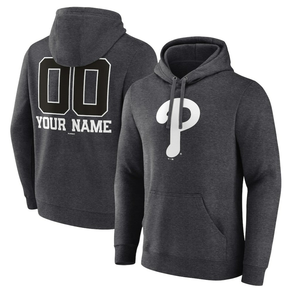 MLB Philadelphia Phillies Personalized Monochrome Name & Number Pullover Hoodie