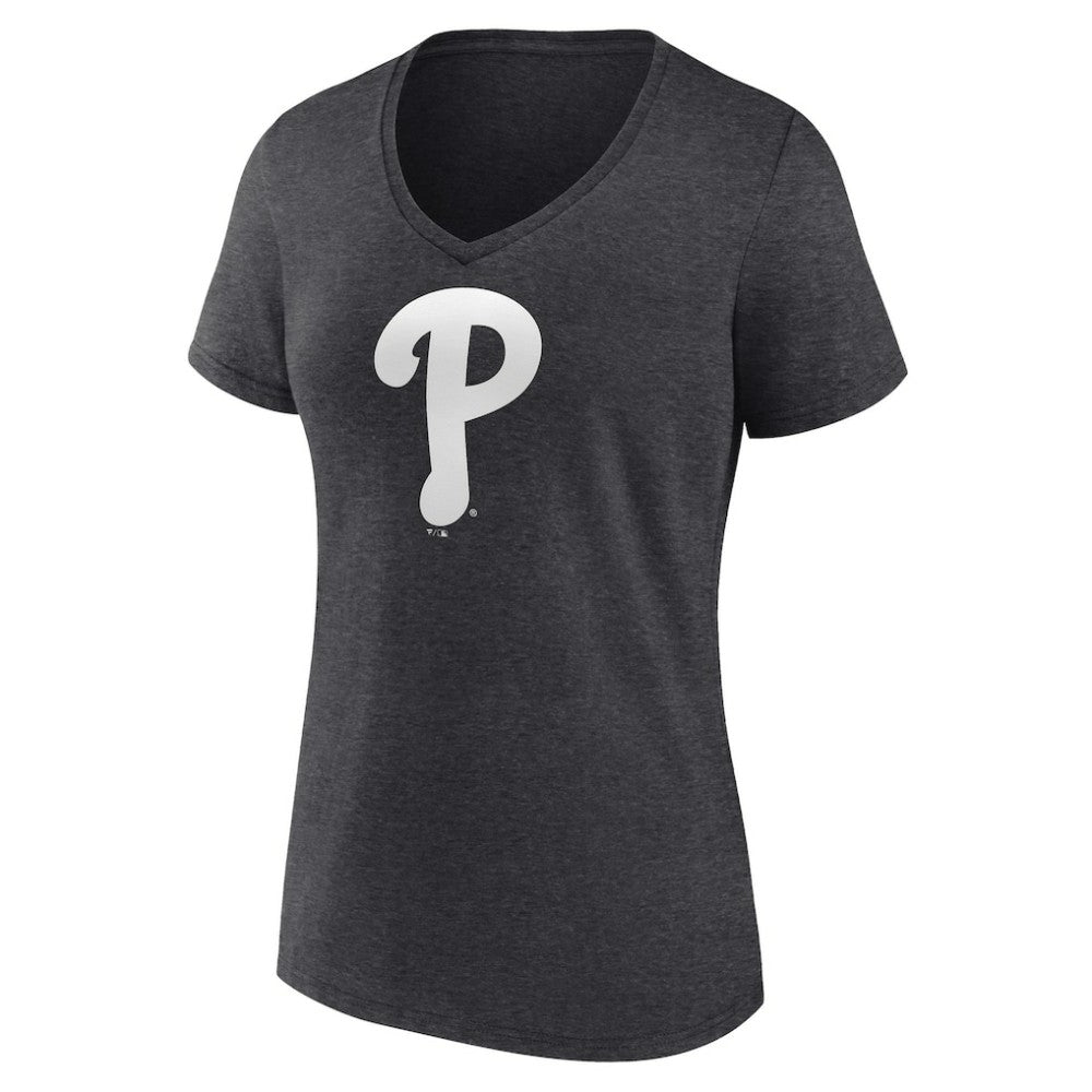 MLB Philadelphia Phillies Women's Personalized Monochrome Name & Number V-Neck T-Shirt