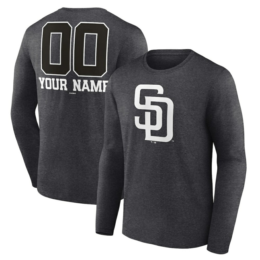 MLB San Diego Padres Personalized Monochrome Name & Number Long Sleeve T-Shirt