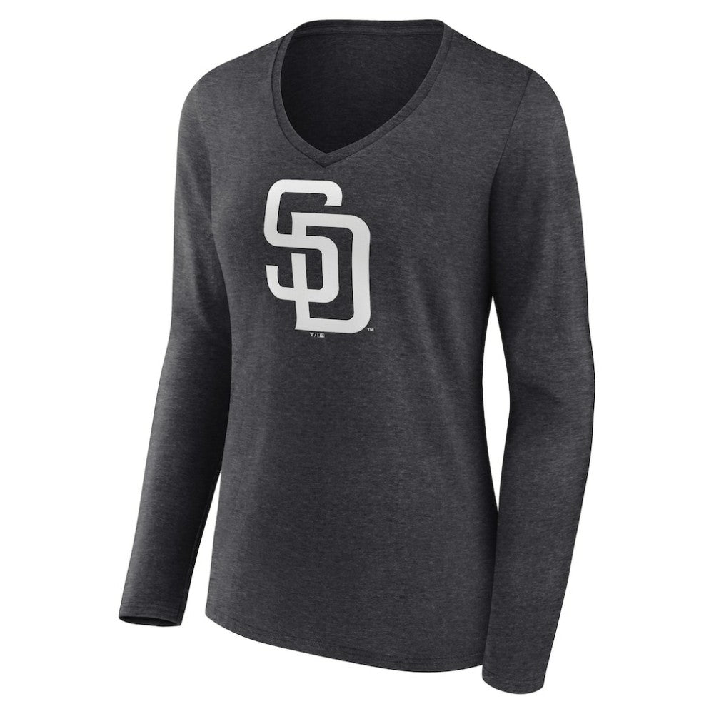 MLB San Diego Padres Women's Personalized Monochrome Name & Number Long Sleeve V-Neck T-Shirt