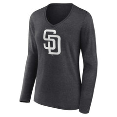 MLB San Diego Padres Women's Personalized Monochrome Name & Number Long Sleeve V-Neck T-Shirt