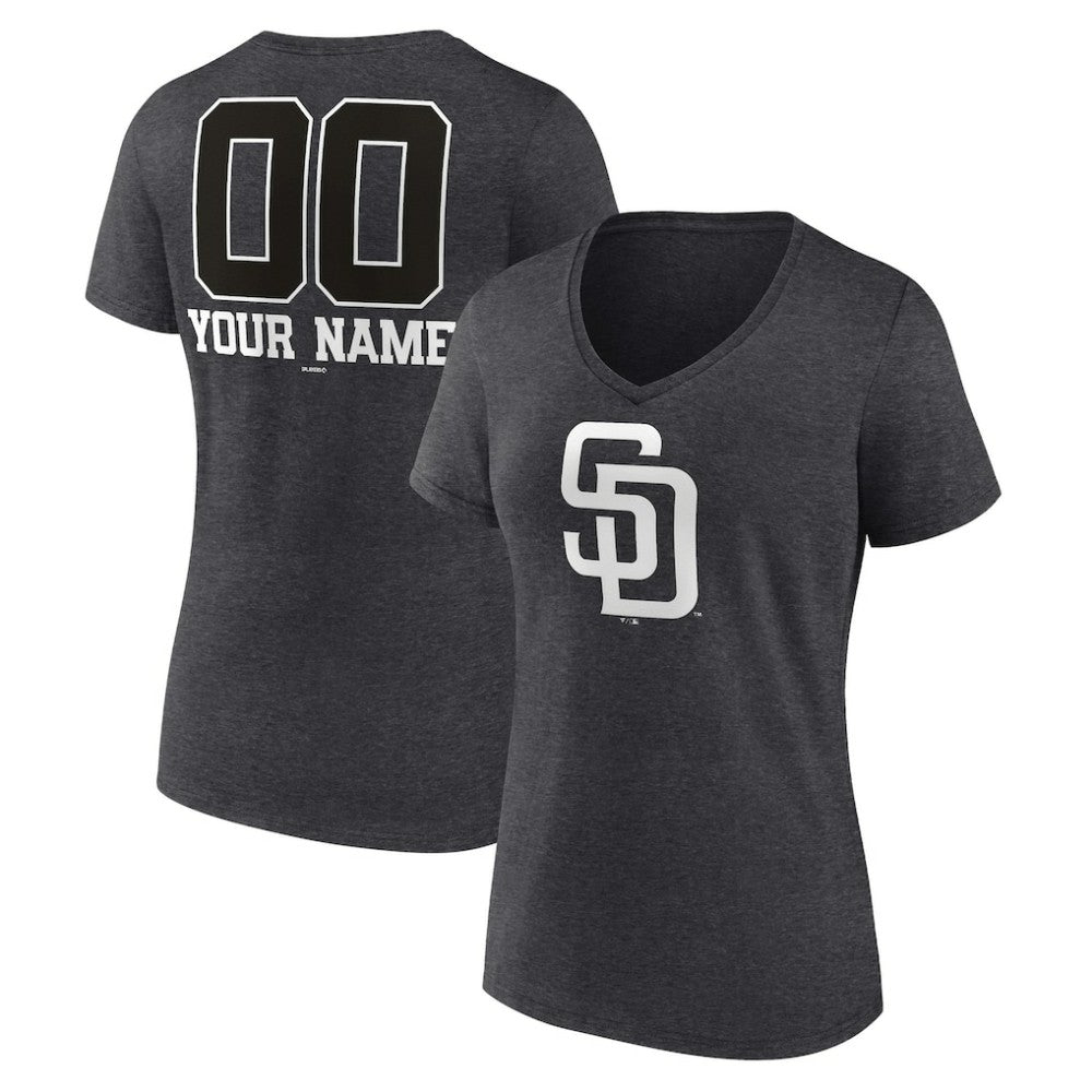 MLB San Diego Padres Women's Personalized Monochrome Name & Number V-Neck T-Shirt