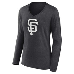 MLB San Francisco Giants Women's Personalized Monochrome Name & Number Long Sleeve V-Neck T-Shirt