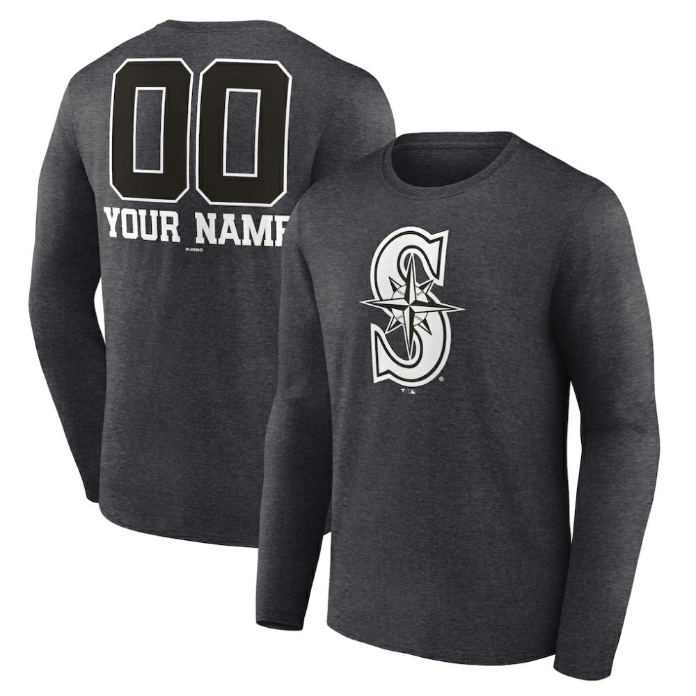 MLB Seattle Mariners Personalized Monochrome Name & Number Long Sleeve T-Shirt