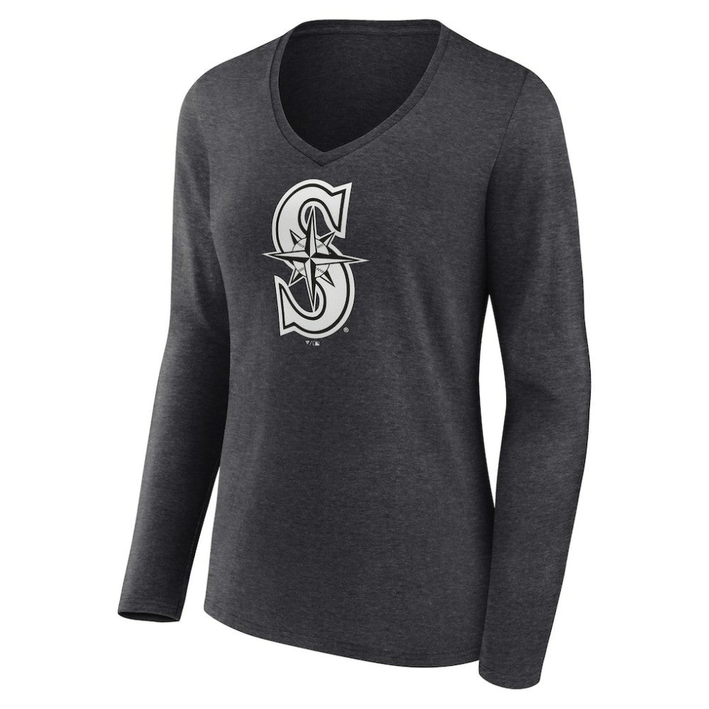 MLB Seattle Mariners Women's Personalized Monochrome Name & Number Long Sleeve V-Neck T-Shirt