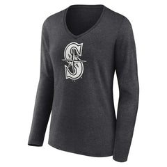 MLB Seattle Mariners Women's Personalized Monochrome Name & Number Long Sleeve V-Neck T-Shirt
