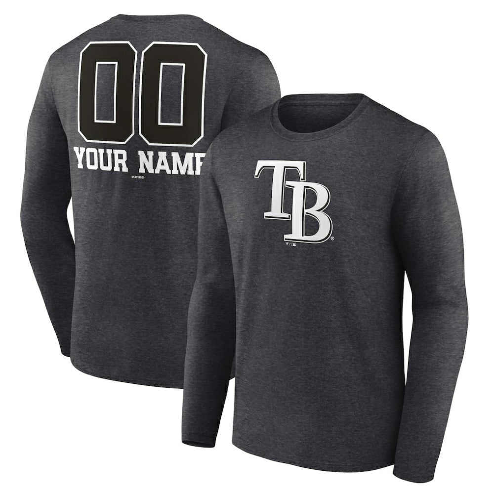 MLB Tampa Bay Rays Personalized Monochrome Name & Number Long Sleeve T-Shirt
