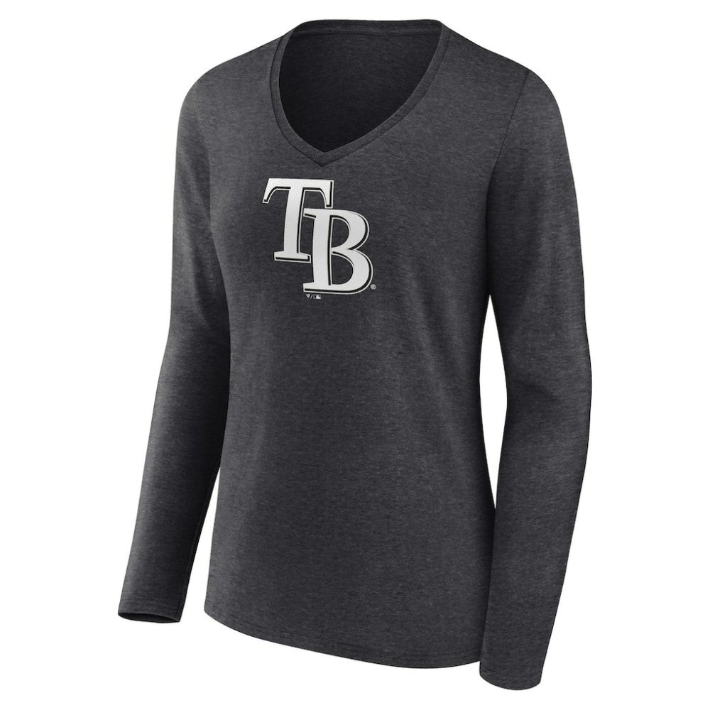MLB Tampa Bay Rays Women's Personalized Monochrome Name & Number Long Sleeve V-Neck T-Shirt