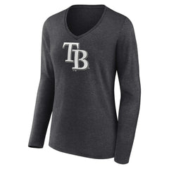 MLB Tampa Bay Rays Women's Personalized Monochrome Name & Number Long Sleeve V-Neck T-Shirt