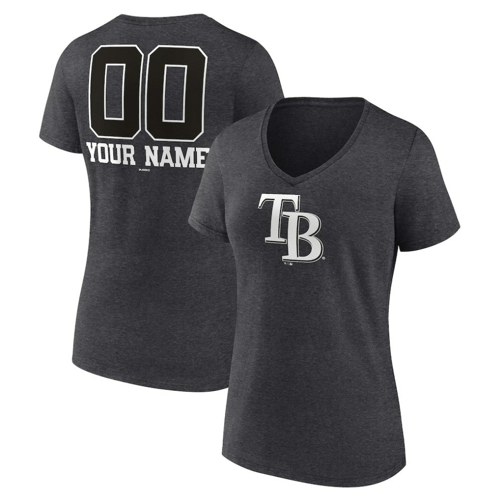 MLB Tampa Bay Rays Women's Personalized Monochrome Name & Number V-Neck T-Shirt