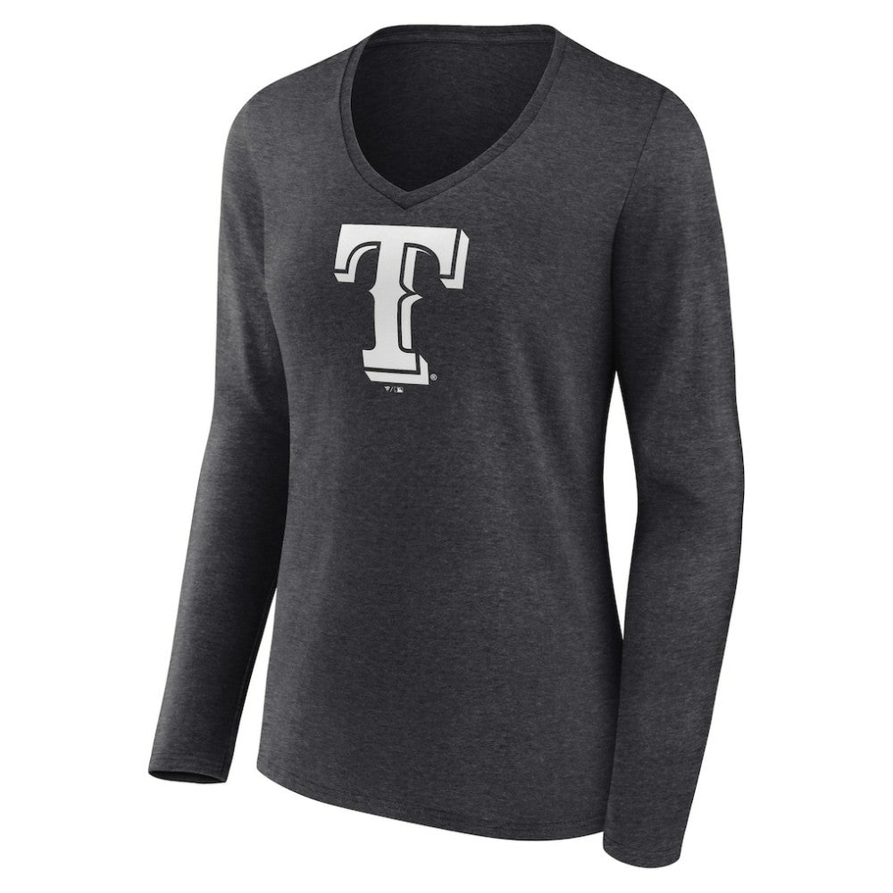 MLB Texas Rangers Women's Personalized Monochrome Name & Number Long Sleeve V-Neck T-Shirt