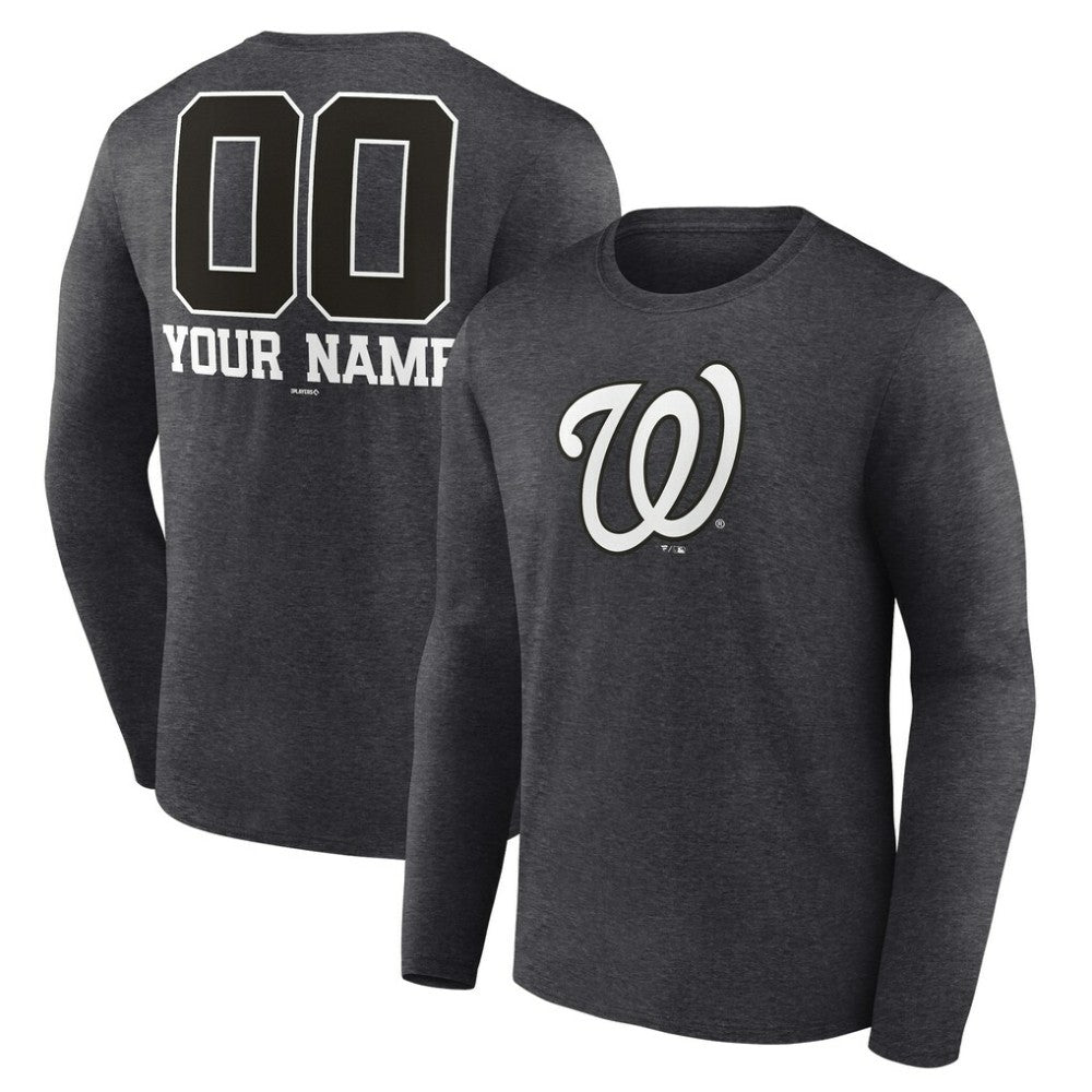 MLB Washington Nationals Personalized Monochrome Name & Number Long Sleeve T-Shirt