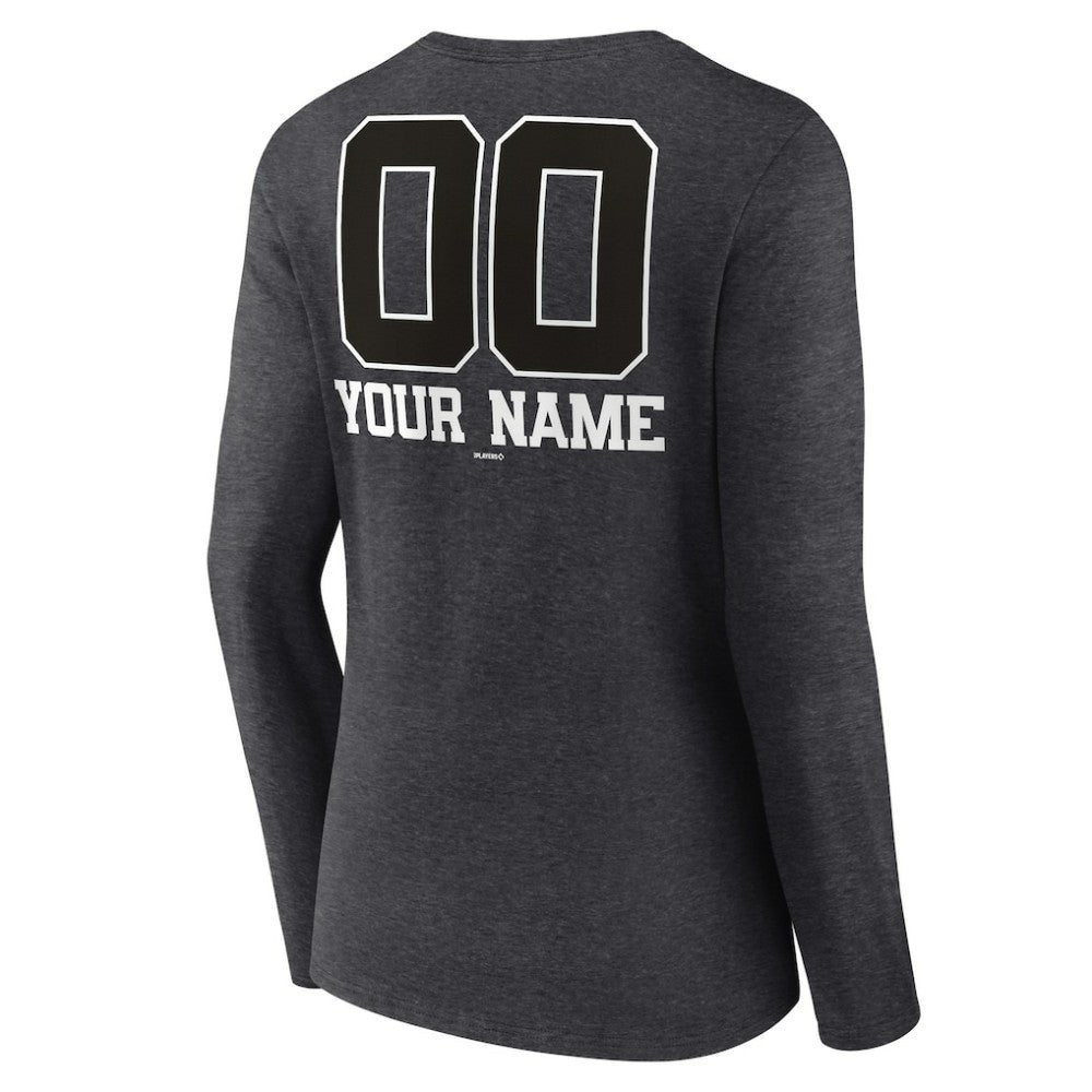 MLB Washington Nationals Women's Personalized Monochrome Name & Number Long Sleeve V-Neck T-Shirt