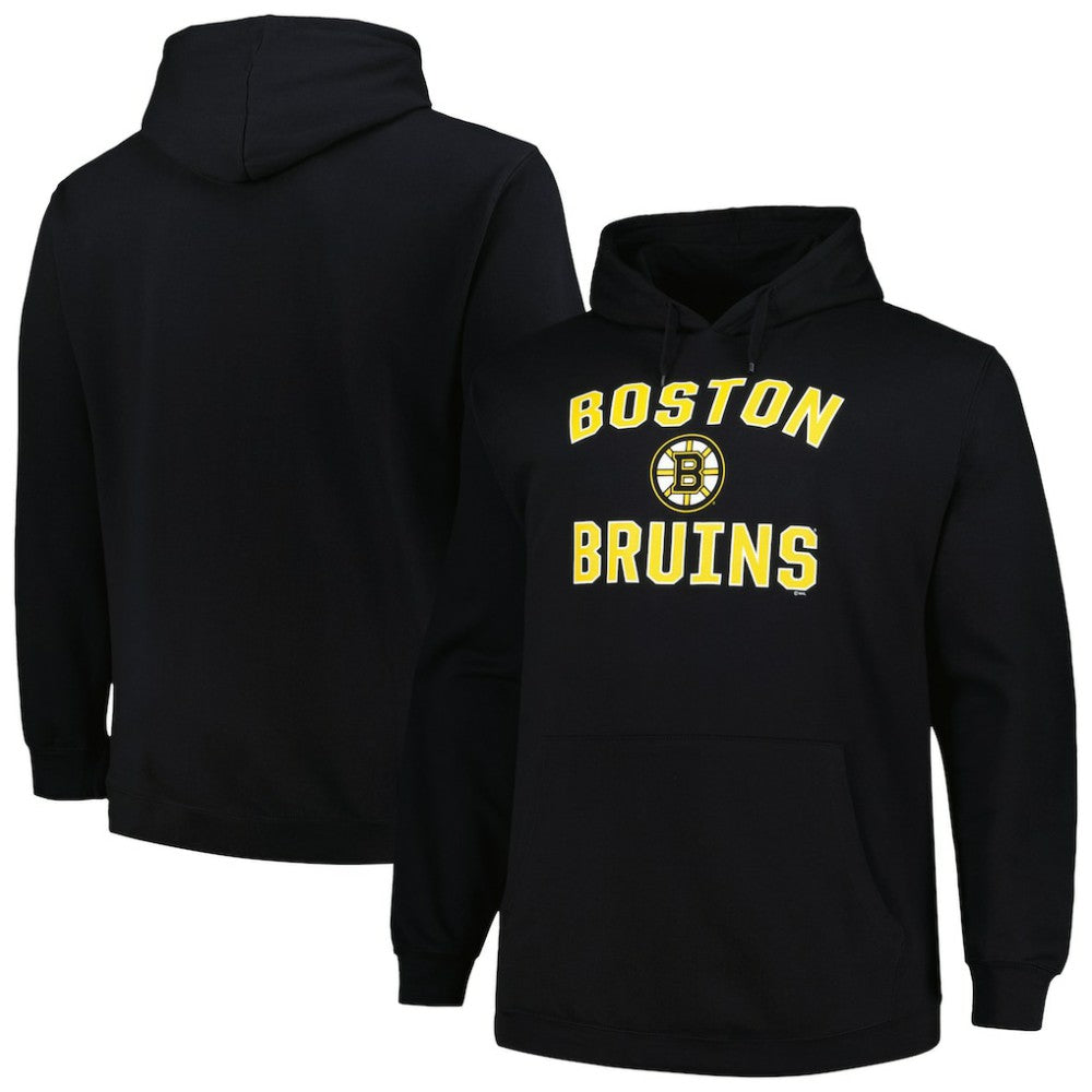 NHL Black Boston Bruins Profile Big & Tall Arch Over Logo Pullover Hoodie