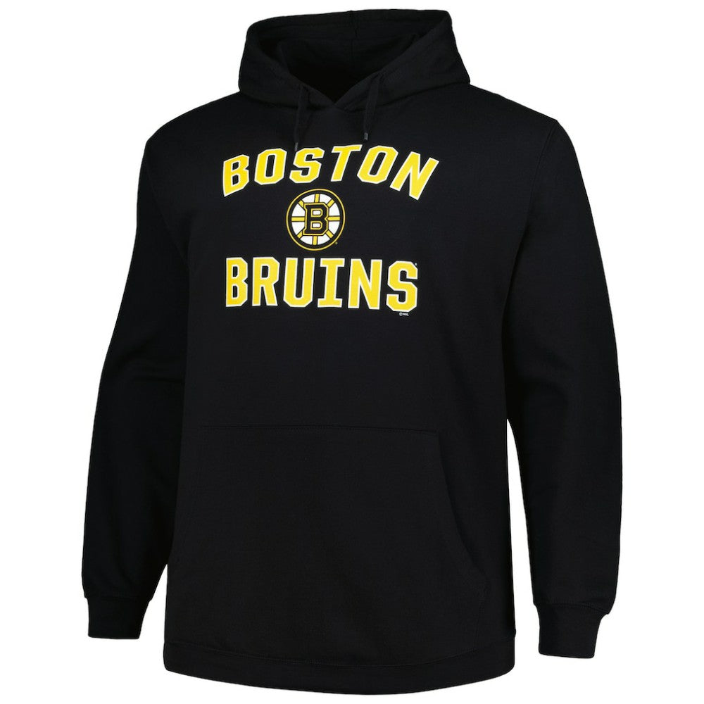 NHL Black Boston Bruins Profile Big & Tall Arch Over Logo Pullover Hoodie