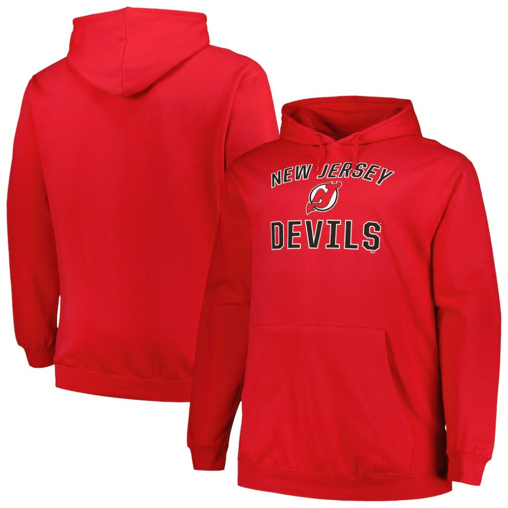 NHL Red New Jersey Devils Profile Big & Tall Arch Over Logo Pullover Hoodie