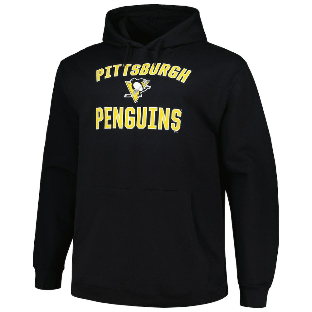 NHL Black Pittsburgh Penguins Profile Big & Tall Arch Over Logo Pullover Hoodie