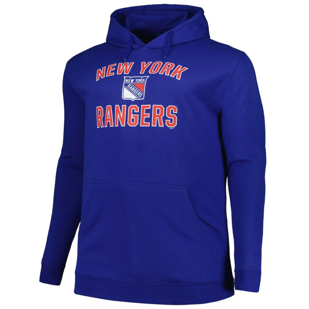 NHL Blue New York Rangers Profile Big & Tall Arch Over Logo Pullover Hoodie