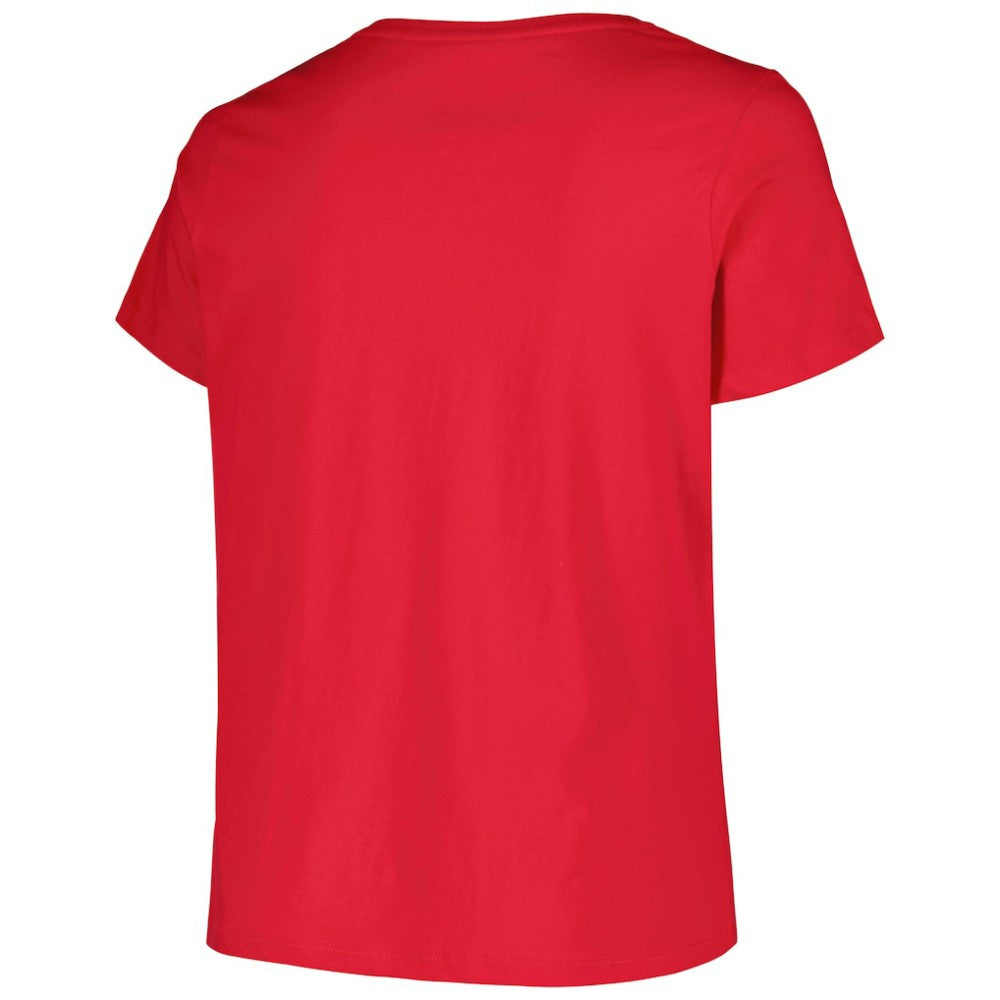 NHL Red New Jersey Devils Profile Women's Plus Size Arch Over Logo T-Shirt