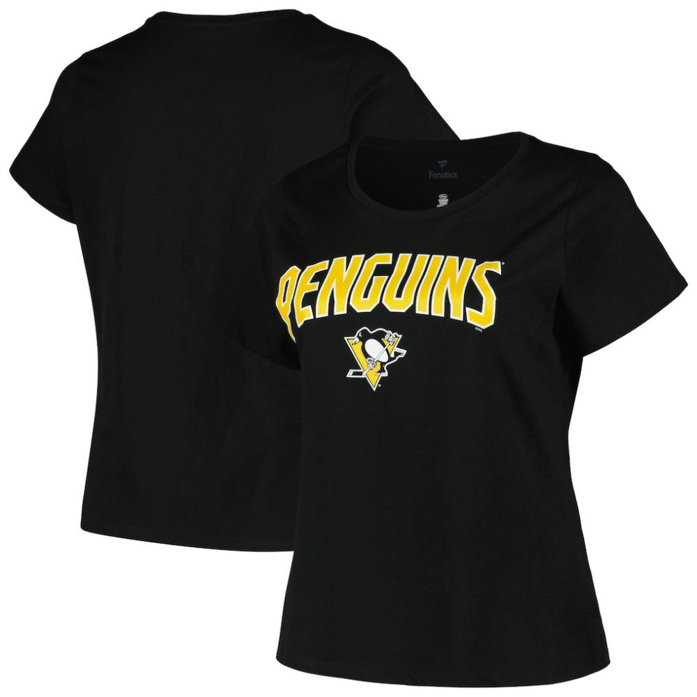 NHL Black Pittsburgh Penguins Profile Women's Plus Size Arch Over Logo T-Shirt