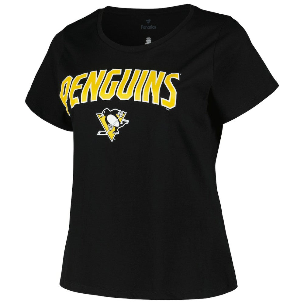NHL Black Pittsburgh Penguins Profile Women's Plus Size Arch Over Logo T-Shirt