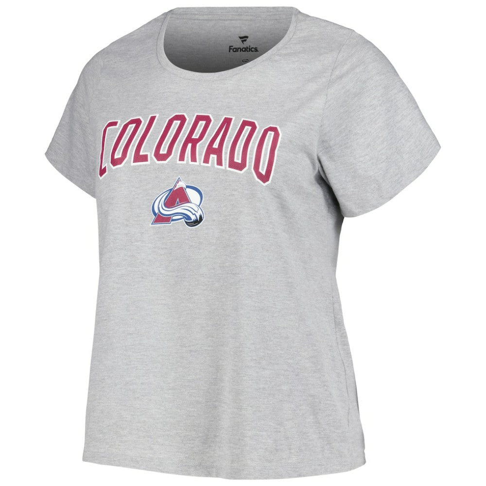 NHL Heather Gray Colorado Avalanche Profile Women's Plus Size Arch Over Logo T-Shirt