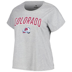 NHL Heather Gray Colorado Avalanche Profile Women's Plus Size Arch Over Logo T-Shirt