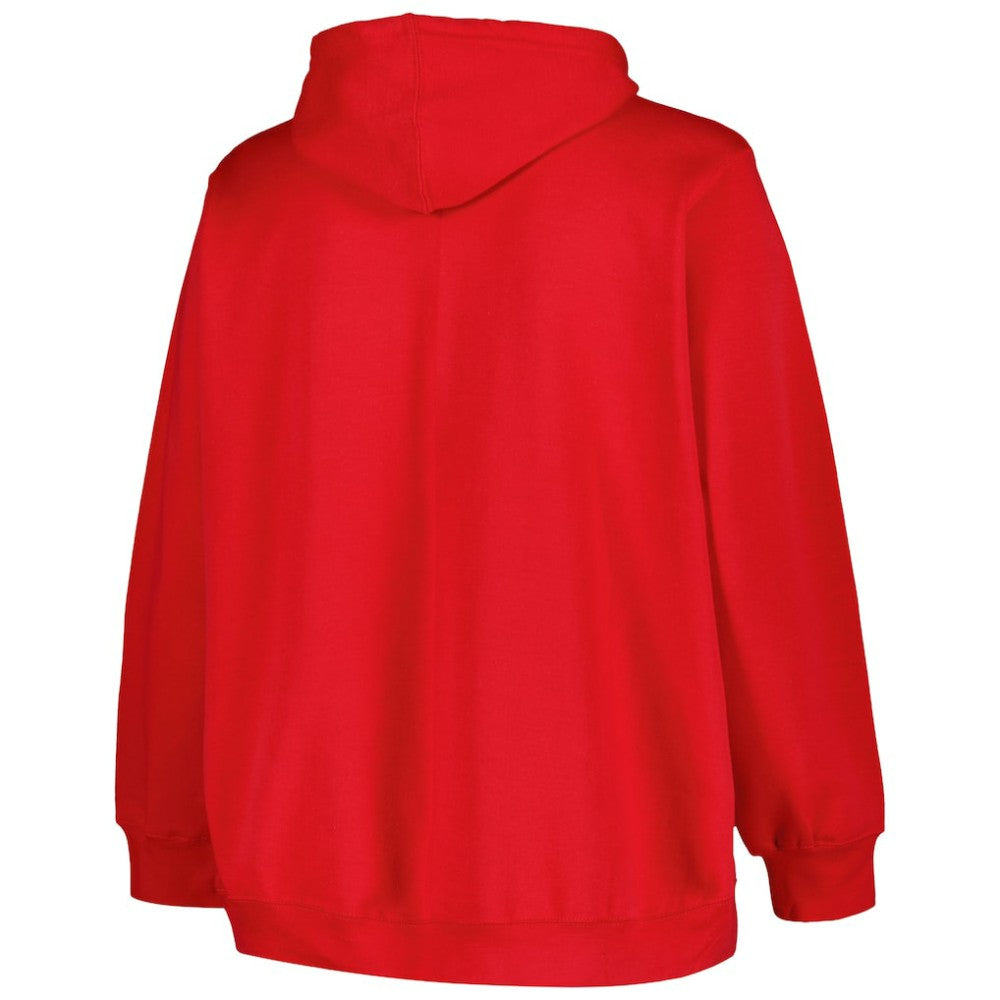 NHL Red Washington Capitals Profile Women's Plus Size Arch Over Logo Pullover Hoodie
