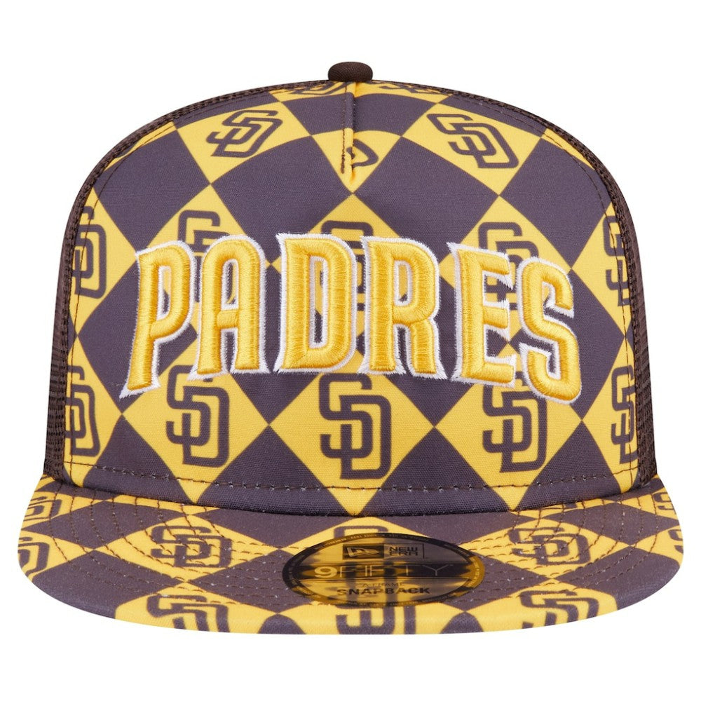 MLB San Diego Padres New Era Seeing Diamonds A-Frame Trucker 9FIFTY Snapback Hat