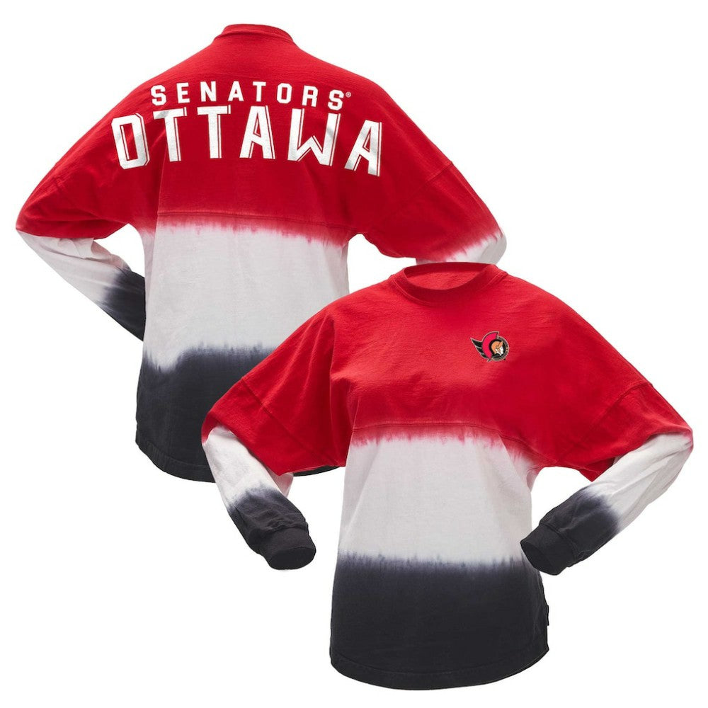 NHL Red/Black Ottawa Senators Fanatics Women's Ombre Long Sleeve T-Shirt