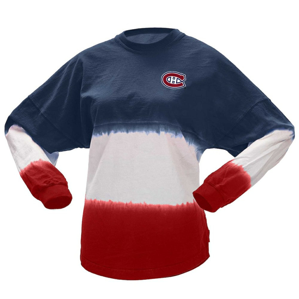 NHL Navy/Red Montreal Canadiens Fanatics Women's Ombre Long Sleeve T-Shirt
