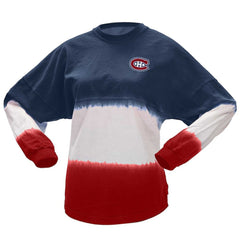 NHL Navy/Red Montreal Canadiens Fanatics Women's Ombre Long Sleeve T-Shirt